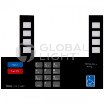 T50038-132A, GL5231,  Etiqueta con adhesivo para teclado para Gilbarco Advantage® Citgo®